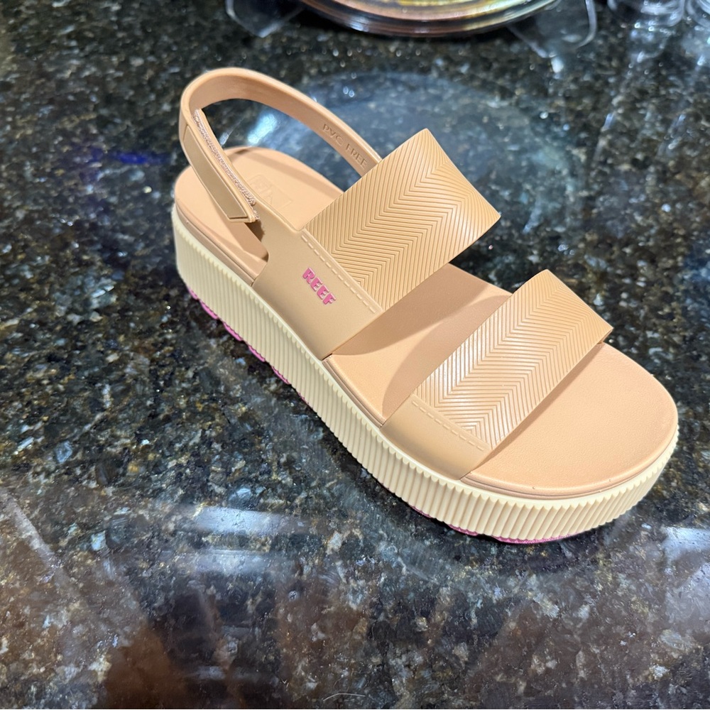 Reef Natural and Pink Platform Sandals